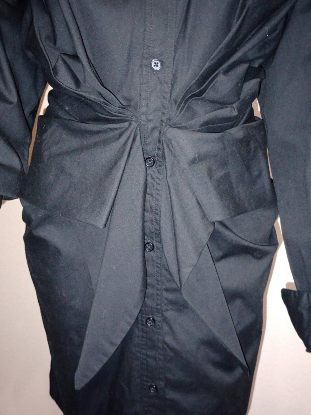 Norma Kamali 100% Cotton Ruched Button-Up Shirt Dress – Size XL - Picture 2 of 4